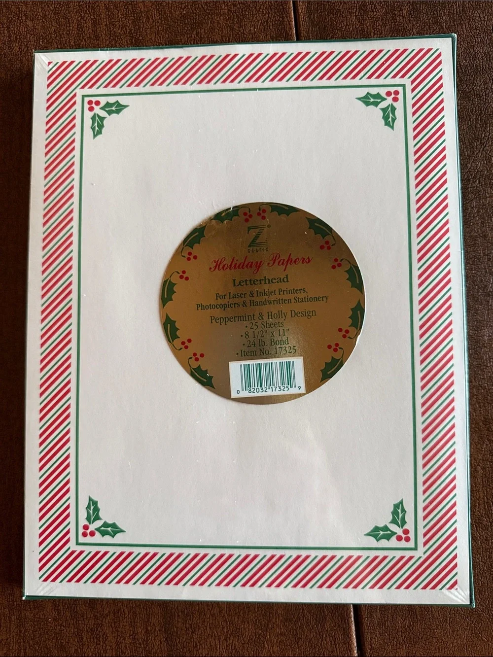 Peppermint & Holly Letterhead - White, Red, Green